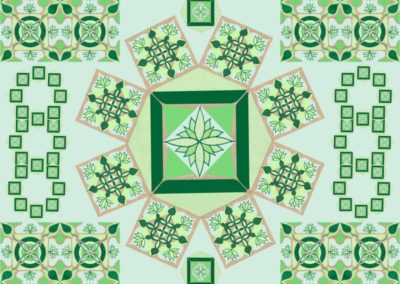 Green Lotuses Square-Throw Pillow